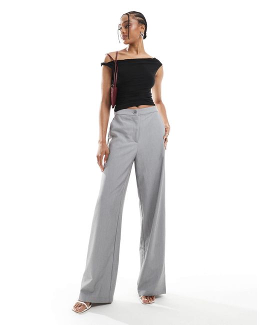 ASOS Gray Asos Design Tall Tailored Relaxed Straight Leg Pants