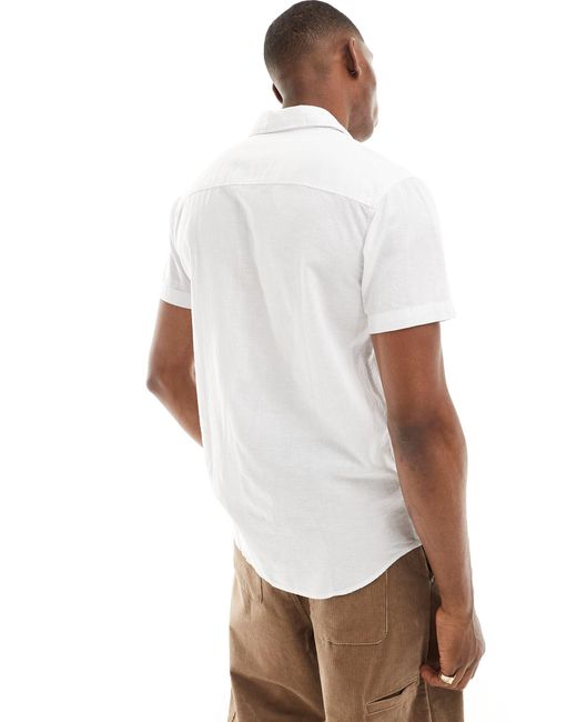 Chemise manches courtes en lin Jack & Jones pour homme en coloris White