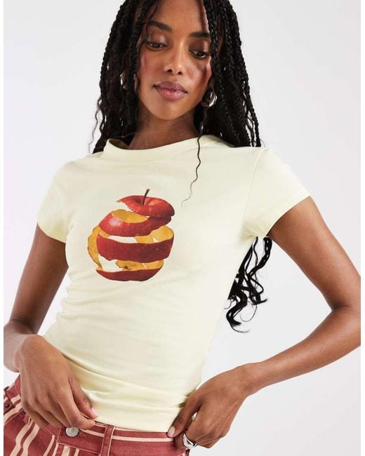 ASOS White Baby Tee With Spiral Apple Graphic
