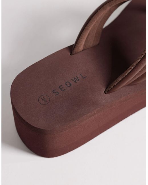 SEQWL Brown Thong Flatform Wedges