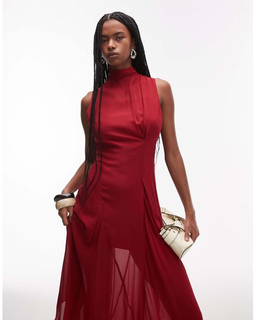 & Other Stories Layered Sheer Chiffon Midaxi Dress With Open Tie Back And Handkerchief Hem