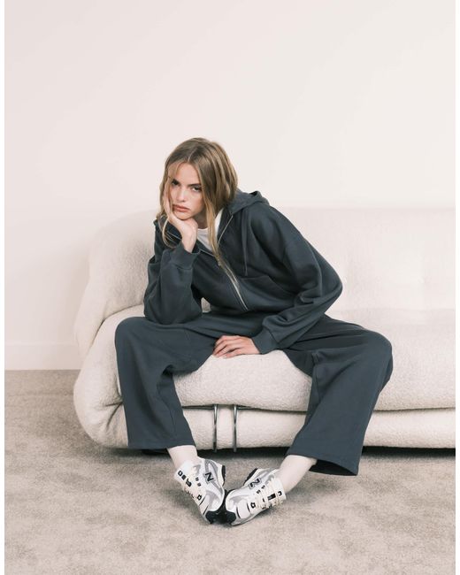 ASOS Blue Co-Ord Zip Through Hoodie With Balloon Sleeve