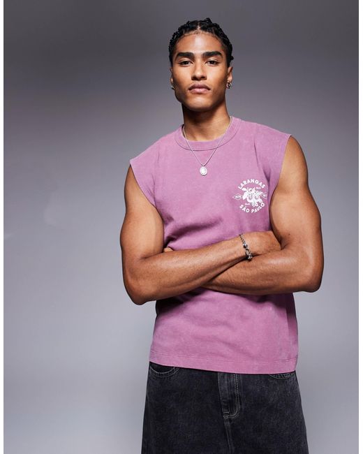 ASOS – kastiges oversize-tanktop in Purple für Herren