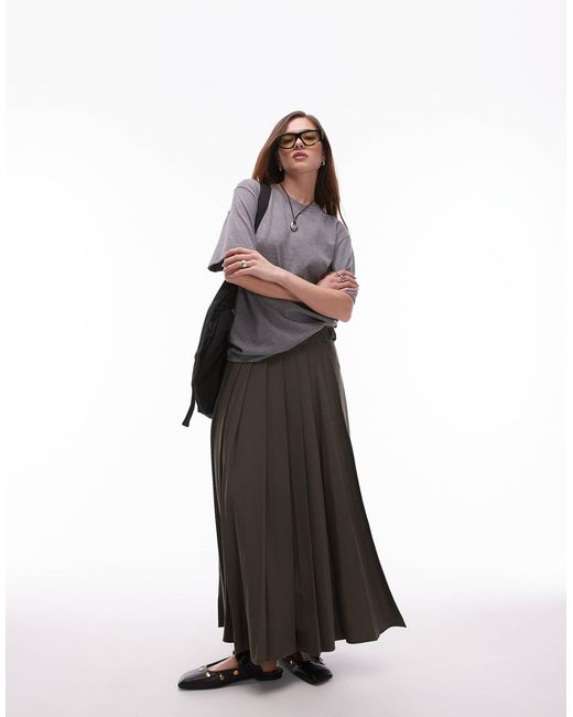 Mango White Split Side Pleated Midi Skirt