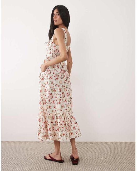 New Look Pink Ditsy Corset Cami Midi Dress
