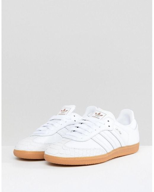 adidas Originals Originals Samba Trainers In Off White With Faux Reptile  Trim | Lyst