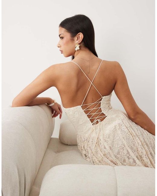 Bardot Natural Estie Broderie Maxi Dress