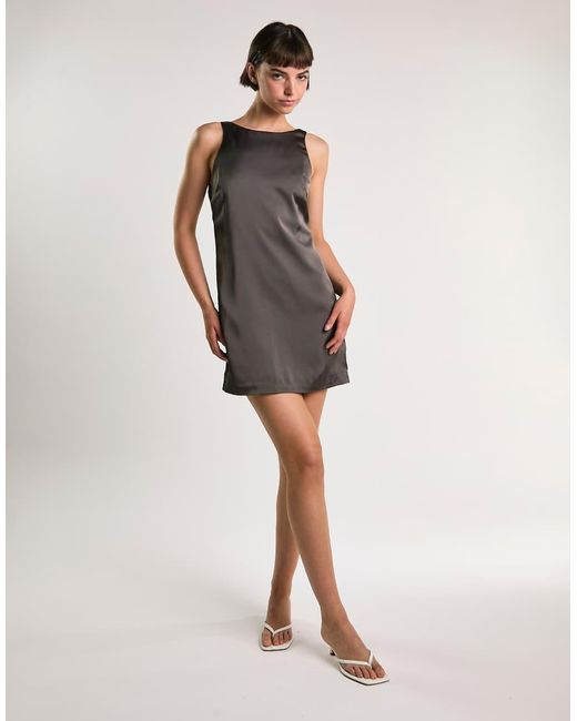 Glamorous Gray Boat Neck Mini Shift Dress