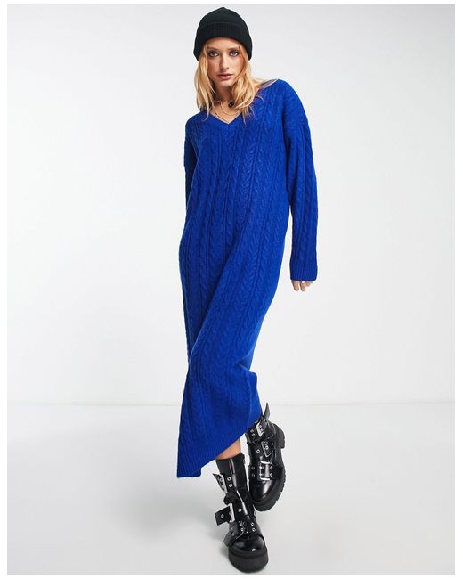ASOS Blue – gestricktes maxi-pulloverkleid aus strick