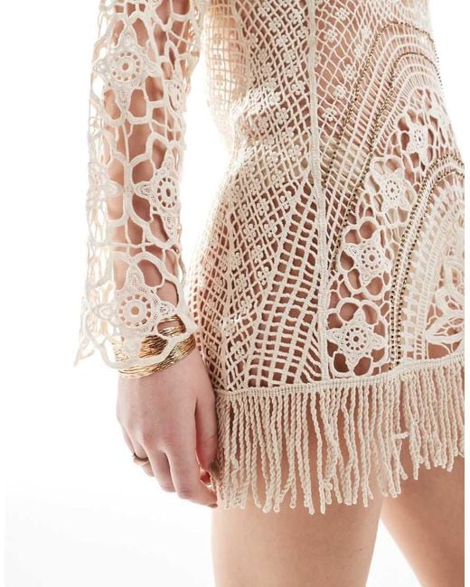 River Island White Crochet Mini Dress