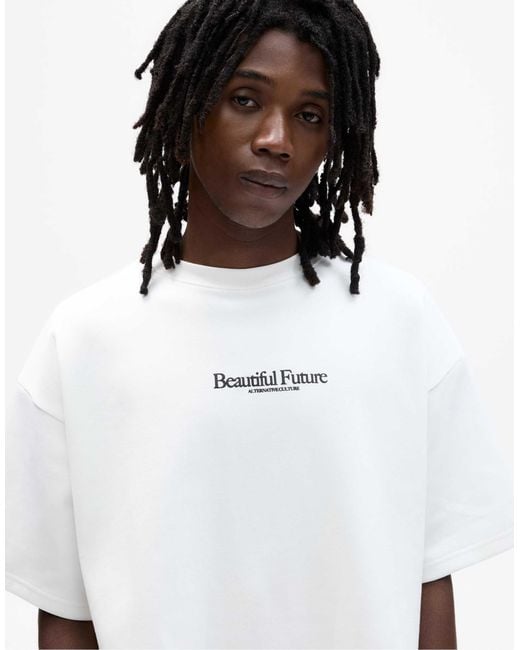 Pull&Bear – kurzärmliges sweatshirt in White für Herren