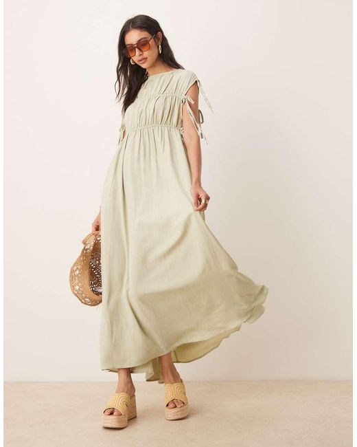 ASOS Natural Gathered Smock Maxi Dress