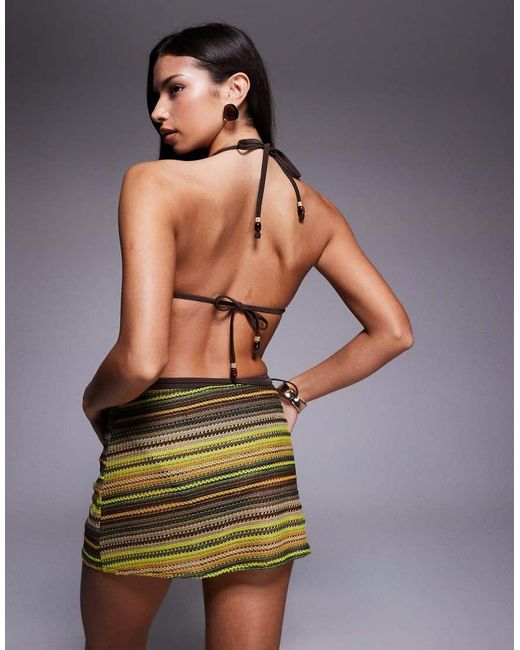 ASOS Green Kenny Crochet Beach Mini Wrap Skirt
