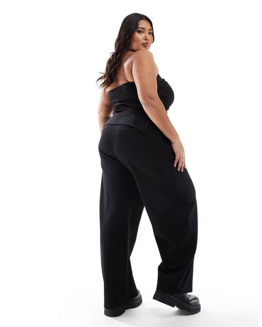 ASOS Black Asos Design Curve Ponte Barrel Leg Pants