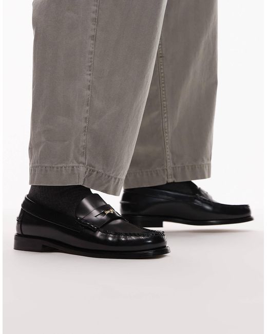 Tommy Hilfiger Gray Leather Penny Loafers for men