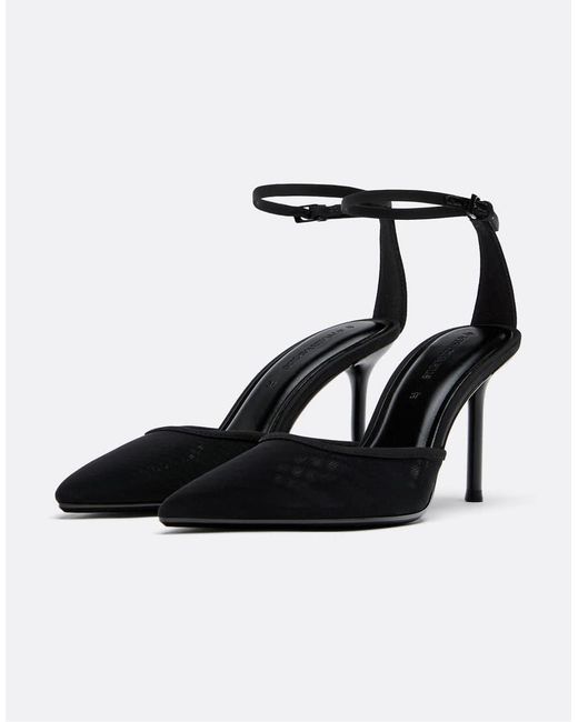 Stradivarius White Mesh High-Heel Shoes