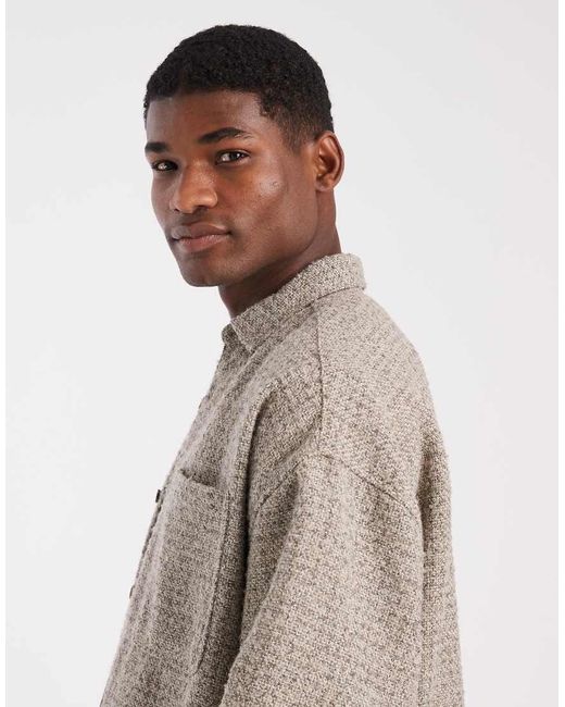 ASOS Natural Volume Oversized Boucle Shirt for men