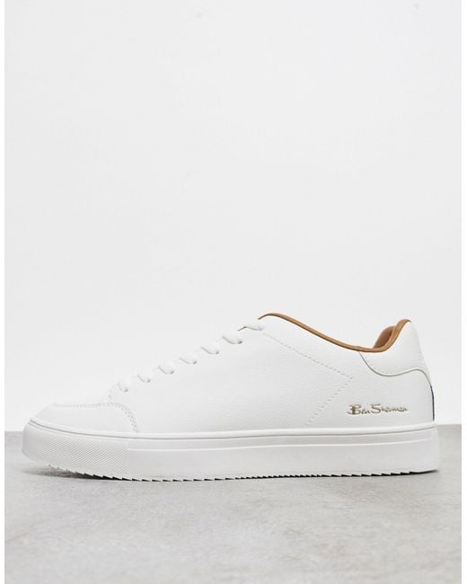 Ben Sherman White Minimal Lace Up Trainers for men