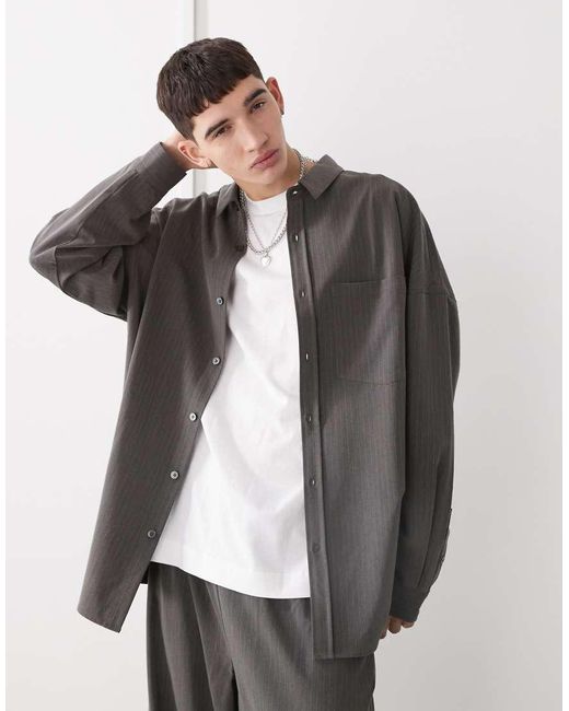 Collusion Elegant Oversized Overhemd in het Black voor heren
