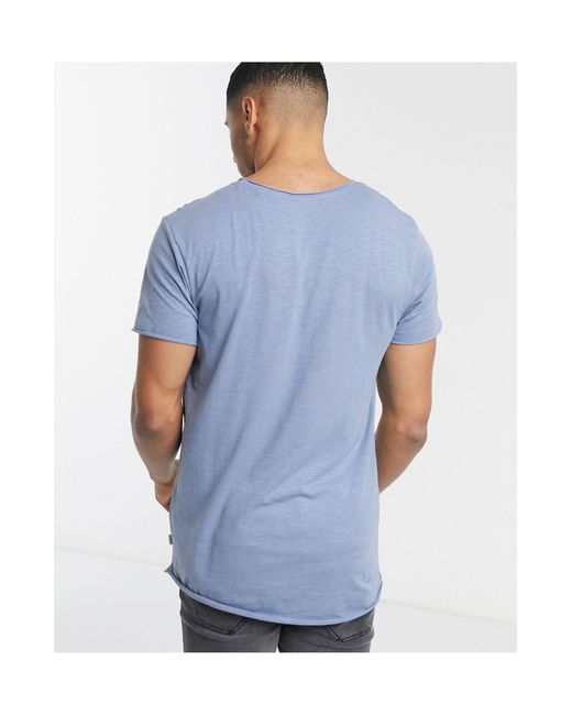 Cotton Essentials Raw Edge T-shirt-blue 