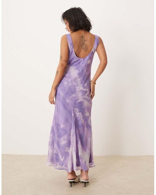 ASOS Purple Asos Design Petite Chiffon Scoop Neck Midi Slip Dress