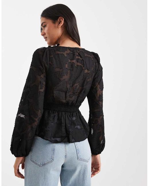 New Look Black Jacquard Tea Top