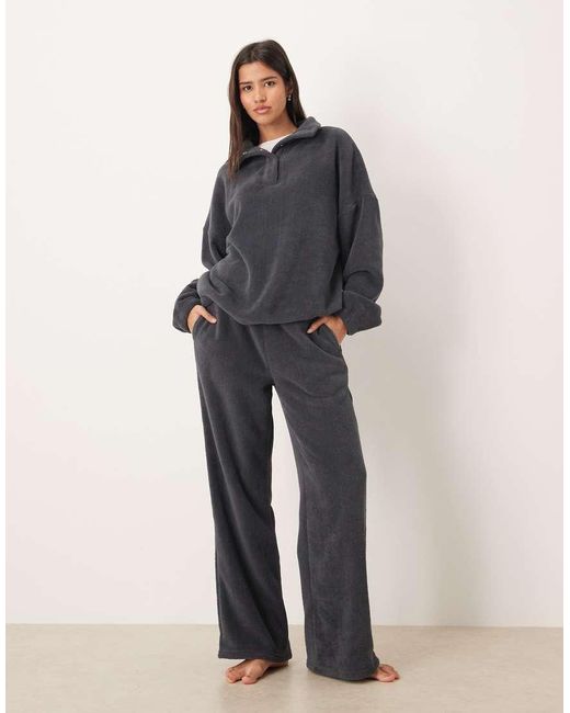ASOS Gray Lounge Microfleece Oversized Collar Sweatshirt