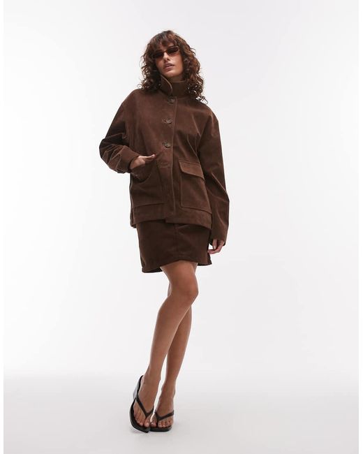 Giacca Squadrata di TOPSHOP in Brown