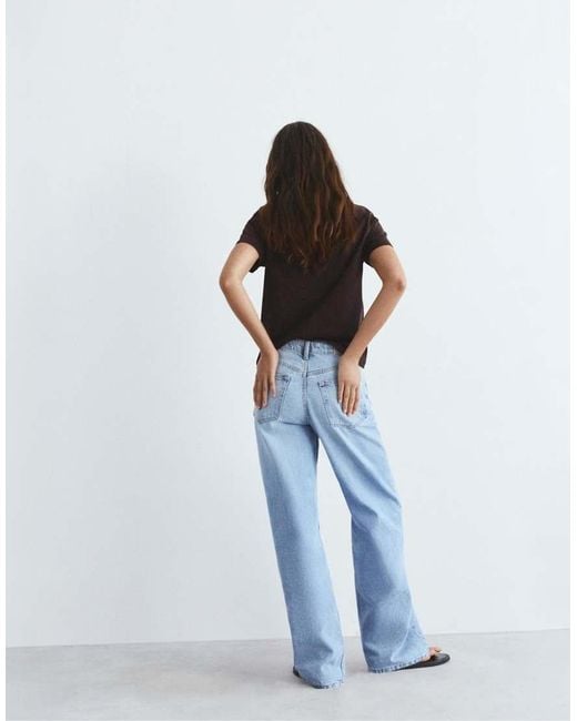 Pull&Bear Blue Basic Short Sleeve T-shirt