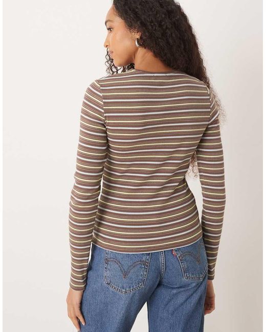 ASOS Blue Long Sleeve Ribbed T-Shirt