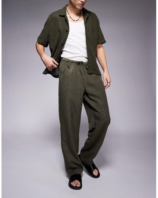 ASOS Green baggy Trouser With Drawstring for men