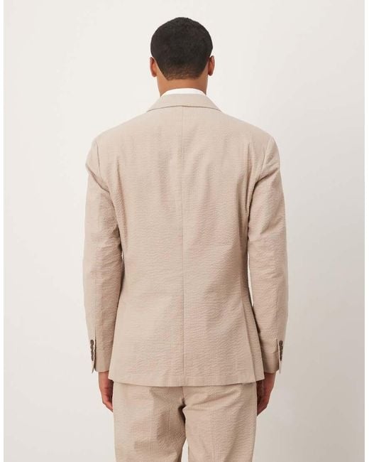 SELECTED Regular-Fit Blazer Van Seersucker in het Natural voor heren