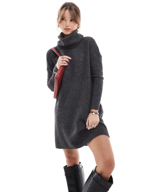 Robe pull en maille à col roulé ONLY en coloris Blue