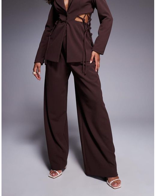 Pantalones De Sastre Chocolate De Pernera Ancha De Crepé De (Parte De Un Conjunto) ASOS de color Purple