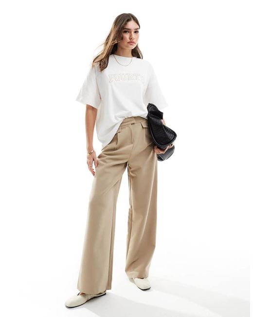 4th & Reckless Oversized T-Shirt Met Gehaakt Logo in het White