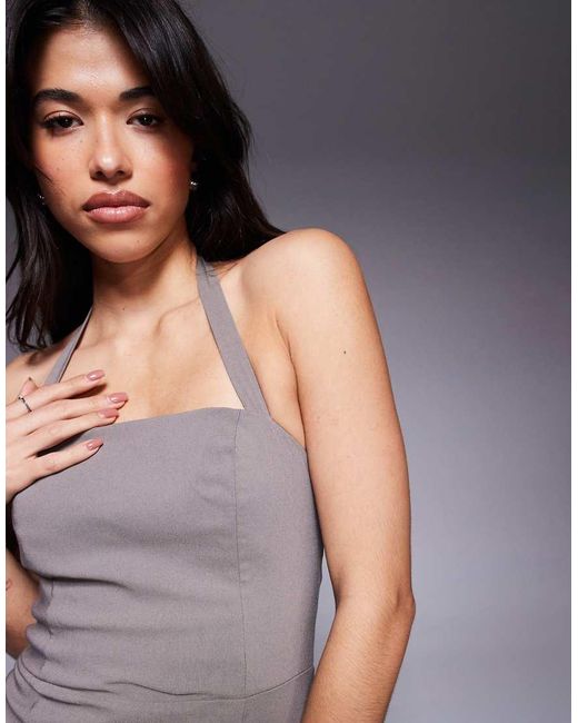 ASOS Purple Bengaline Halter Pencil Midi Dress