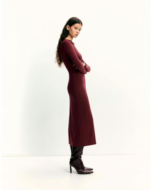Pull&Bear Red Soft Draped Midi Dress