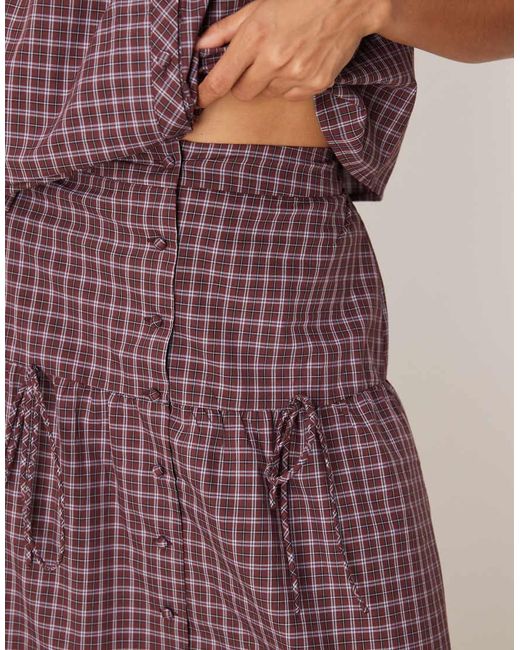 Glamorous Geruite Maxi-Rok Met Verlaagde Taille in het Multicolor