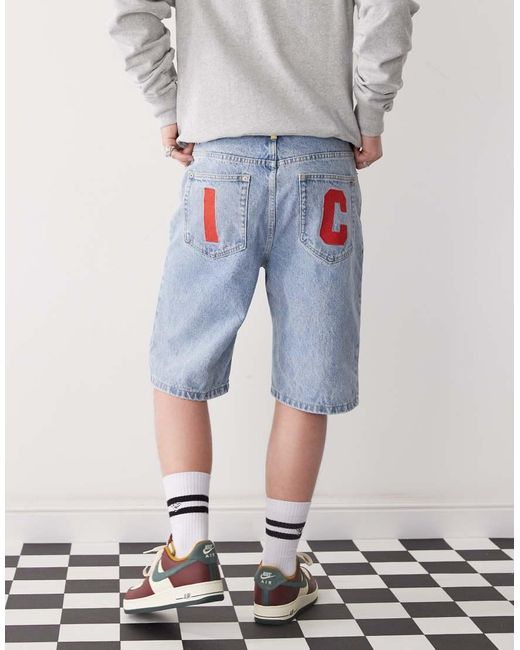 ICECREAM White Running Dog Denim Shorts for men