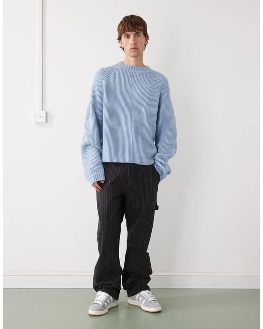 Collusion Blue Boxy Knitted Jumper for men
