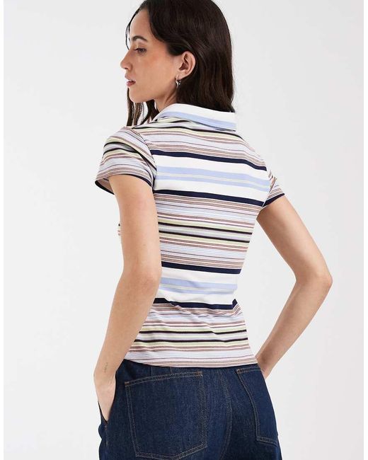 ASOS Blue Shrunken Polo Top