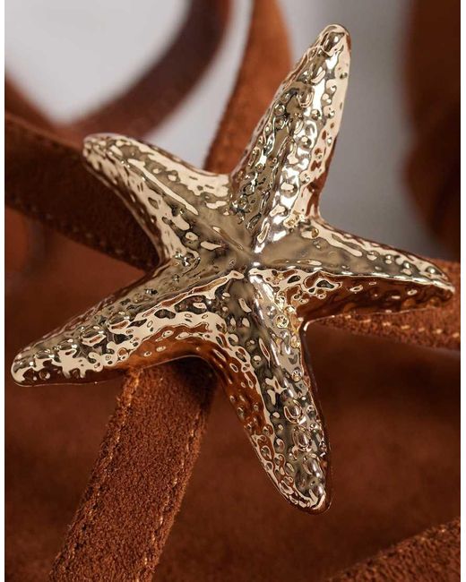 South Beach Brown Starfish Strappy Flat Sandals