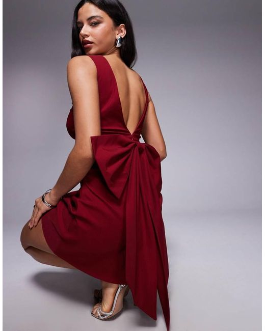 TFNC London Bengaline Structured Low Back Bow Detail Mini Dress