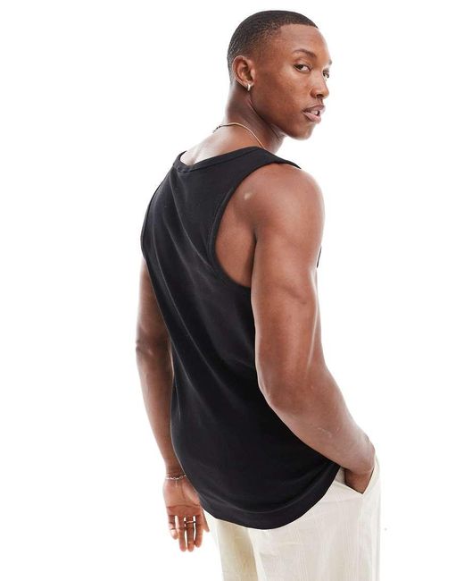 Only & Sons Black Ribbed Tank Top for men