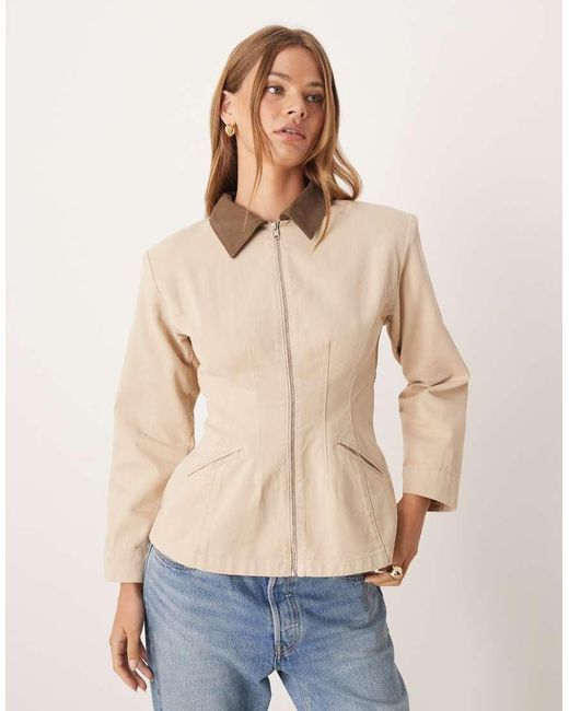 ASOS Natural Denim Cinched Barn Jacket