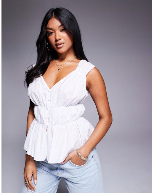 ASOS White Button Front Seam Detail Sleeveless Top