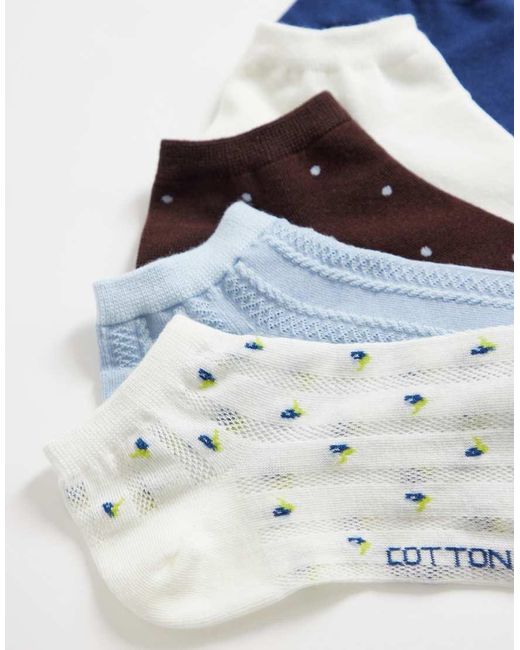 Cotton On White 5 Pack Ankle Sock