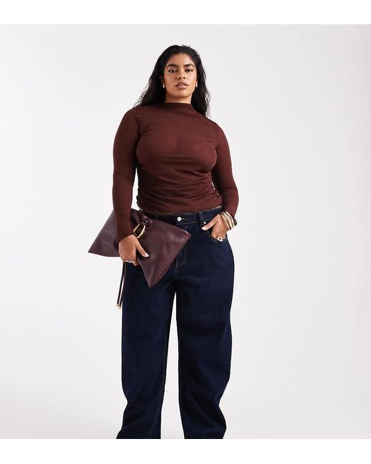 Vaqueros De Corte Barrel Slim Con Azul Tinta De Asos Design Curve-Azul Marino ASOS de color Blue