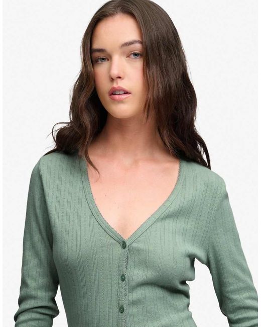 Superdry Blue Athletic Essential Pointelle Cardigan