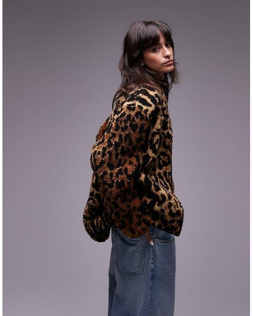 TOPSHOP Multicolor Jacquard Borg Fleece